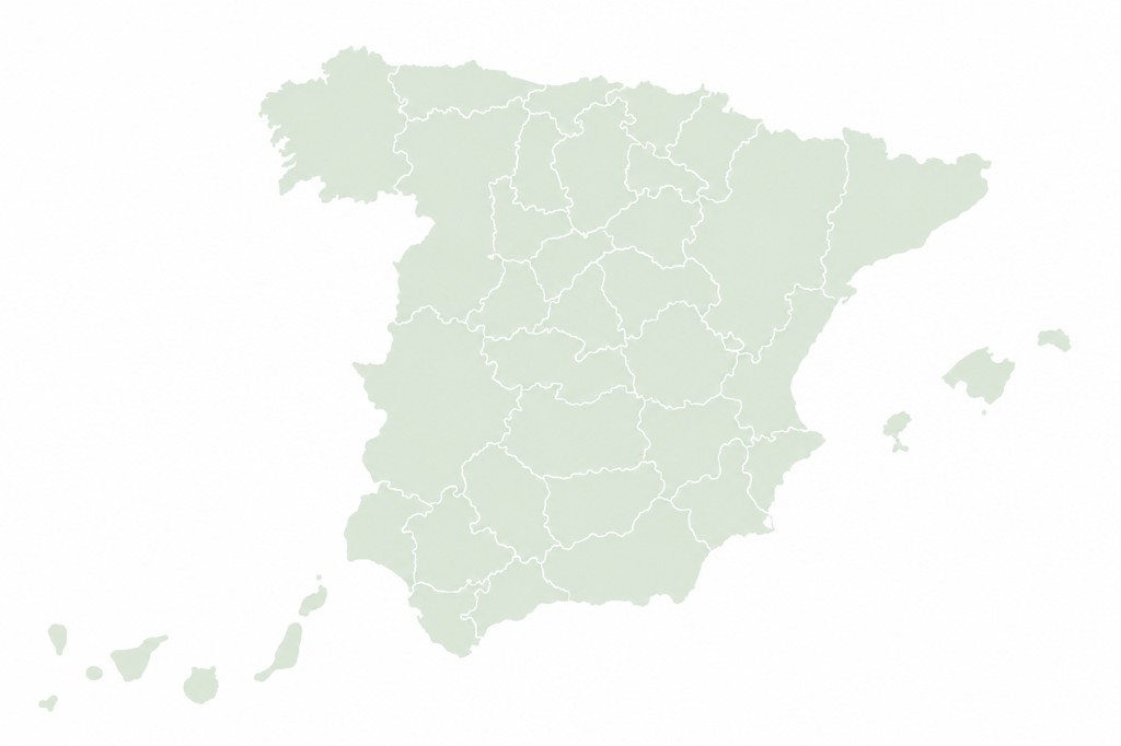 Mapa de España con división por provincias.